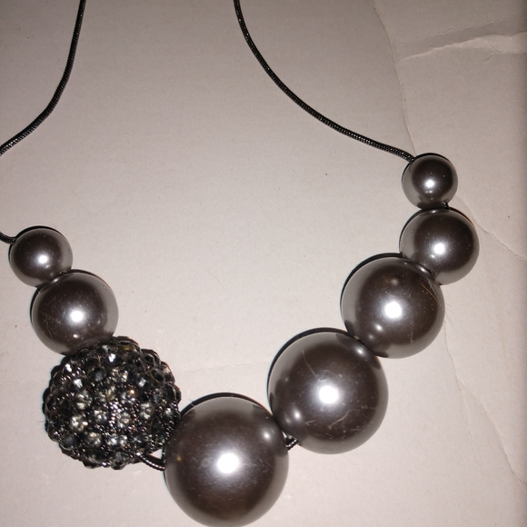 Necklace woman's beaded silver with bling NWOT - Picture 1 of 4